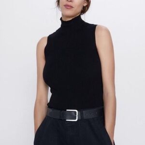 Zara Sleeveless Black Ribbed Turtleneck Sweater NWT size Small